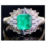 Platinum 2.03 ct Natural Emerald & Diamond Ring