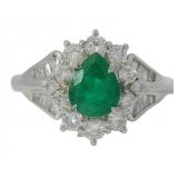 Platinum 1.60 ct Natural Emerald & Diamond Ring
