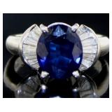 Platinum 3.96 ct Natural Sapphire & Diamond Ring