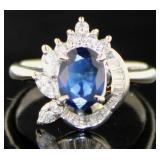 Platinum 1.40 ct Natural Sapphire & Diamond Ring