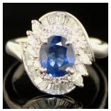 Platinum 2.64 ct Natural Sapphire & Diamond Ring