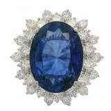 14kt Gold 13.12 ct Sapphire & Diamond Ring