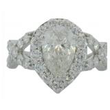 14kt Gold 3.23 ct VS Pear Cut Lab Diamond Ring