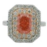 Radiant Cut 4.09 ct Vivid Pink VS Lab Diamond Ring