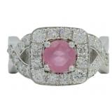 Brilliant 2.06 ct Lab Pink Sapphire & Diamond Ring