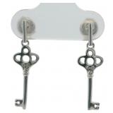 Natural Diamond Accent Dangle Key Earrings