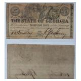 1863 State Georiga 25 Cent Fractional Currency