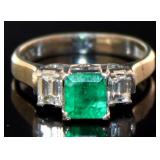 Platinum Natural 1.26 ct Emerald & VS Diamond Ring