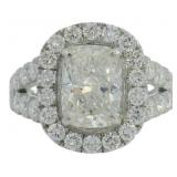 14kt Gold 3.51 ct Cushion Cut VS Lab Diamond Ring