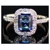 Emerald Cut 2.50 ct Sapphire & Diamond Ring