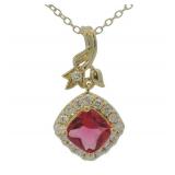Cushion Cut 1.50 ct Ruby & Diamond Necklace