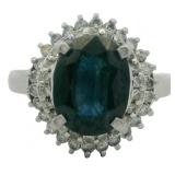Platinum 2.87 ct Natural Sapphire & Diamond Ring