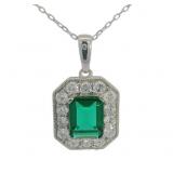 Emerald Cut 3.25 ct Emerald & Diamond Necklace