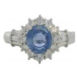 Platinum 2.09 ct Natural Sapphire & Diamond Ring