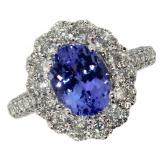 14k Gold 3.04 ct Tanzanite & Diamond Ring