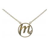 Diamond Accented "m" Initial Necklace