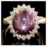 Platinum 10.01 ct Natural Star Ruby & Diamond Ring