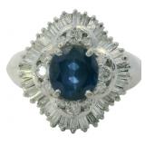 Platinum 1.83 ct Natural Sapphire & Diamond Ring