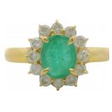 18k Gold 1.00 ct Natural Emerald & Diamond Ring