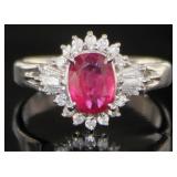 Platinum 1.36 ct GIA Ruby & Diamond Ring