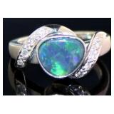 Platinum 1.28 ct Boulder Opal & Diamond Ring