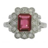 Emerald Cut 1.75 ct Ruby & Diamond Ring