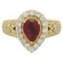 Pear Cut 2.24 ct Lab Ruby & Diamond Designer Ring