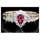 Platinum .90 ct Natural Ruby & VS Diamond Ring