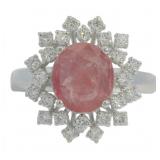 Oval 3.51 ct Natural Ruby & Lab Diamond Ring