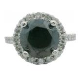 14kt Gold 4.70 ct Natural Black Diamond Halo Ring