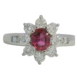 Platinum 1.28 ct Natural Ruby & Diamond Ring