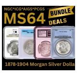 MS64 Bundle Deal: 1878-1904 Morgan Silver Dollar