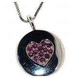 1Natural Ruby Heart Disk Necklace