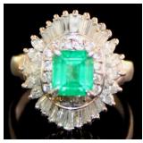 Platinum 2.01 ct Natural Emerald & Diamond Ring