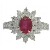 Platinum 1.88 ct Natural Ruby & VS Diamond Ring