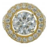 14kt Gold 4.40 ct Round VS Lab Diamond Ring