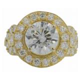 14kt Gold 4.37 ct Round VS Lab Diamond Ring