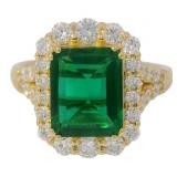 Emerald Cut 5.00 ct Emerald & Diamond Ring