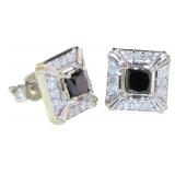 Princess Cut 1.00 ct Black & White Diamond Earring