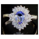 Elegant Tanzanite & White Topaz Ring
