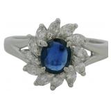 Platinum 1.15ct Natural Sapphire & VS Diamond Ring