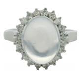 Platinum 2.01 ct Natural Opal & Diamond Ring