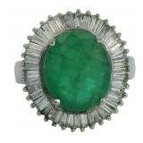 14k Gold 6.19 ct Natural Emerald & Diamond Ring