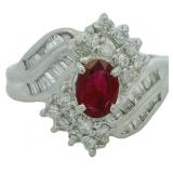 Platinum 1.40 ct Natural Ruby & VS Diamond Ring