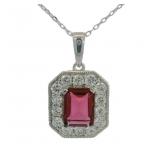 Emerald Cut 3.25 ct Ruby & Diamond Necklace