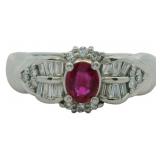 Platinum .53 ct Natural Ruby & VS Diamond Ring