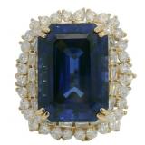 14kt Gold 24.51 ct Sapphire & Diamond Ring
