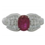 Platinum 1.63 ct Natural Ruby & VS Diamond Ring
