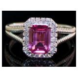 Emerald Cut 2.00 ct Pink Sapphire & Diamond Ring