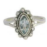 Marquise Cut Genuine Blue Topaz Ring
